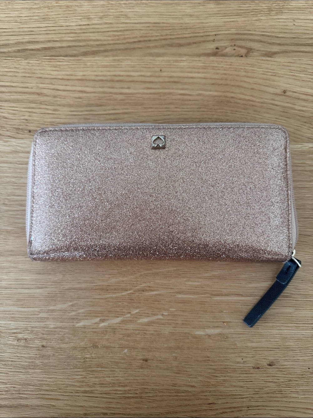 kate spade Rose Gold Glitter Zip Wallet